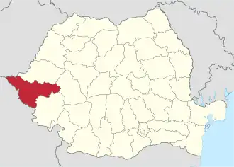 Locatie van district Timiș in Roemenië