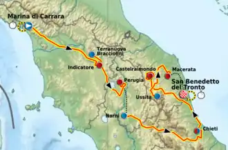 Routekaart van de Tirreno-Adriatico 2011