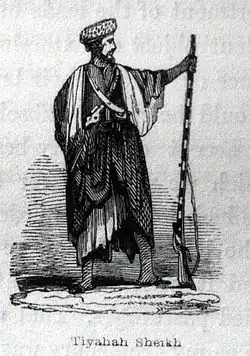 Sheik van de Tiyaha-bedoeïenen, 1847