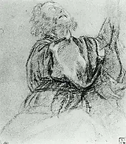 Enige bewaarde voorstudie: De apostel Petrus, ca. 1516, 157 × 134 mm, Londen, British Museum, inv.&nbsp;nr. 1895-9-15-823