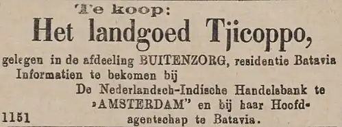 Verkoop Tjicoppo door J.R. Couperus