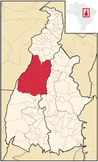 Ligging van de Braziliaanse microregio Miracema do Tocantins in Tocantins