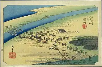 Hiroshige's, Tōkaidō: halteplaats Shimada