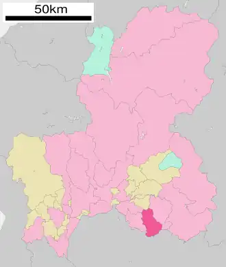 Situering van Toki in de prefectuur Gifu