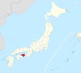 Kaart van Japan met Tokushima gemarkeerd