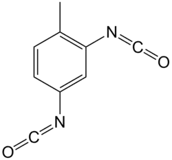 Structuurformule van 2,4-tolueendi-isocyanaat