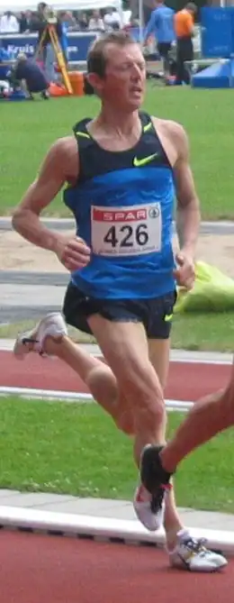 Tom Compernolle tijdens zijn laatste wedstrijd: de Gouden Spike van 2008 in Leiden