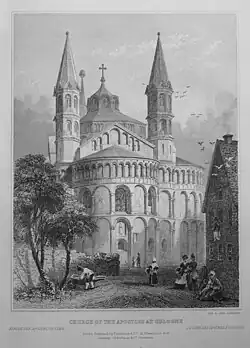 De kerk op een gravure uit 1840
