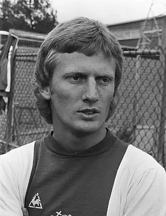 Ton Wickel op 15 juli 1975, tijdens de perspresentatie en voorbereiding van Ajax op het seizoen 1975/76.