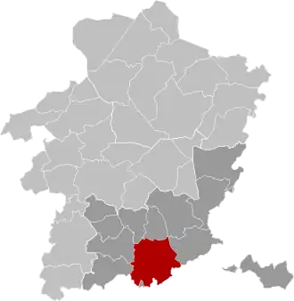 Ligging binnen het arrondissement Tongeren in de provincie Limburg