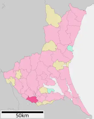 Situering van Toride in de prefectuur Ibaraki