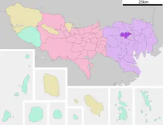 Situering van Toshima in de prefectuur Tokio