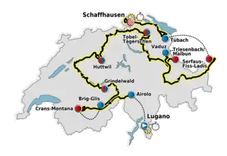 Routekaart van de Ronde van Zwitserland 2011