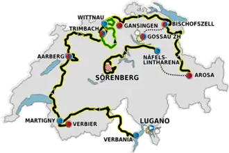 Routekaart van de Ronde van Zwitserland 2012