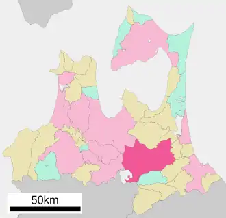 Situering van Towada in de prefectuur Aomori