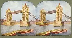 Stereokaart van de Tower Bridge in Londen, 1900