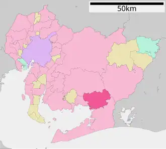 Situering van Toyokawa in de prefectuur Aichi