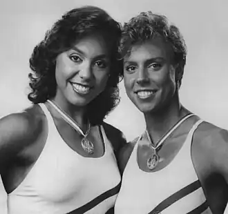 Tracie Ruiz (links) en Candy Costie in 1984