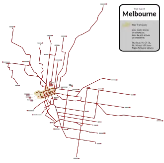 Netwerkkaart van de Tram van Melbourne