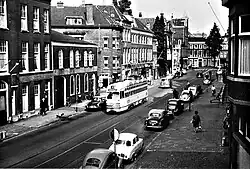HTM PCC in 1961 met zicht op de oneven kant vanaf de Muzenstraat