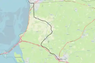 Tramlijn Bolsward - Harlingen op de kaart