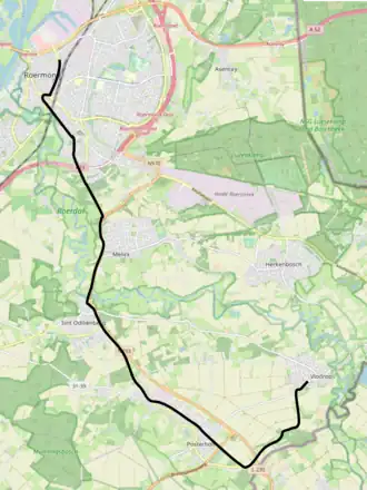 Tramlijn Roermond - Vlodrop op de kaart