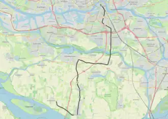 Tramlijn Rotterdam - Zuid-Beijerland op de kaart