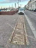 Het teruggelegde stukje spoor langs de IJsselkade in Zutphen
