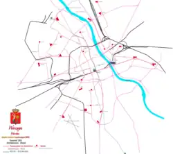 Tram- en metronet in 2012. Tevens de (meest actuele) uitbreidingswerkzaamheden en -plannen aangegeven.