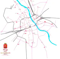 Tramnet in 1968 vlak voordat enkele lijnen zouden worden opgeheven.