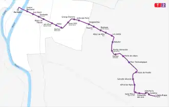 Tramlijn 2 op de kaart