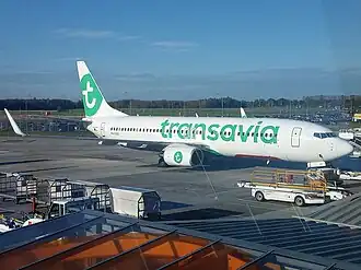Een Boeing 737-8K2 van Transavia in 2024