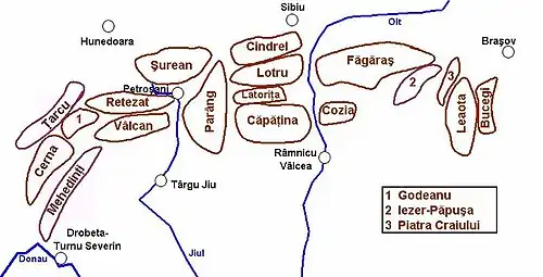 Kaart Zuidelijke Karpaten