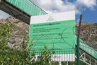 Werfindicatie van de "Tunnel Euralpin Lyon Turin" in Saint-Martin-de-la-Porte