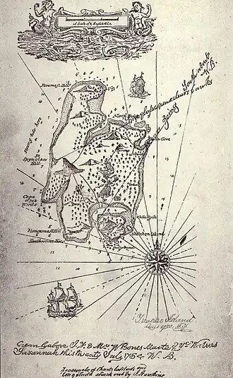 De kaart van Schateiland die Flint gemaakt zou hebben