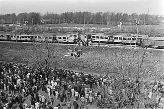Een stoptrein botste tegen een internationale D-trein in de ochtend van 4 mei 1976 nabij Schiedam