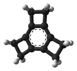 Molecuulmodel van tricyclobutabenzeen