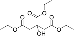 Structuurformule van tri-ethylcitraat