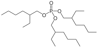 Structuurformule van tris(2-ethylhexyl)fosfaat