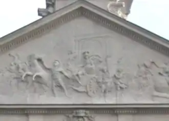 De triomf van Messala Corvinus op het fronton van het Krasinskipaleis in Warschau.