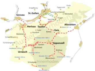 Spoorlijn Trogen - St. Gallen op de kaart