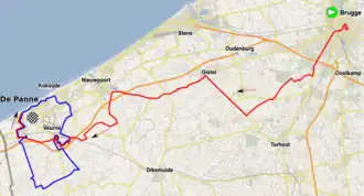 Routekaart van de Classic Brugge-De Panne 2023
