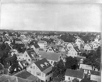 Paramaribo in vogelvlucht (tussen 1880 en 1900)