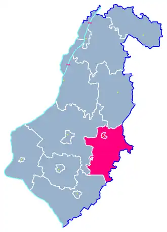 Ligging van de gemeente binnen de powiat