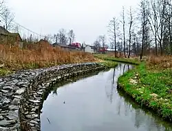 Schanskorven langs de Trzebośnica in Polen
