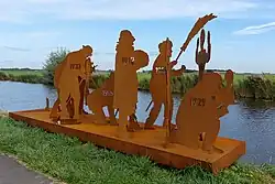 Fyftjin en Fierder, monument aan de Workumertrekvaart bij Tjerkwerd (2022)