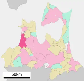 Situering van Tsugaru in de prefectuur Aomori