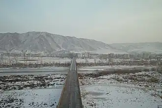 Brug over de rivier tussen Noord-Korea en China, gebouwd in 1941