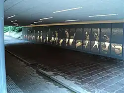 De gerenoveerde voetgangerstunnel die de twee naastgelegen buurten met elkaar en de tramhalte verbindt.