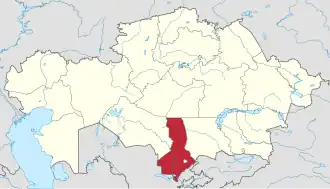 Kaart van Түркістан облысы